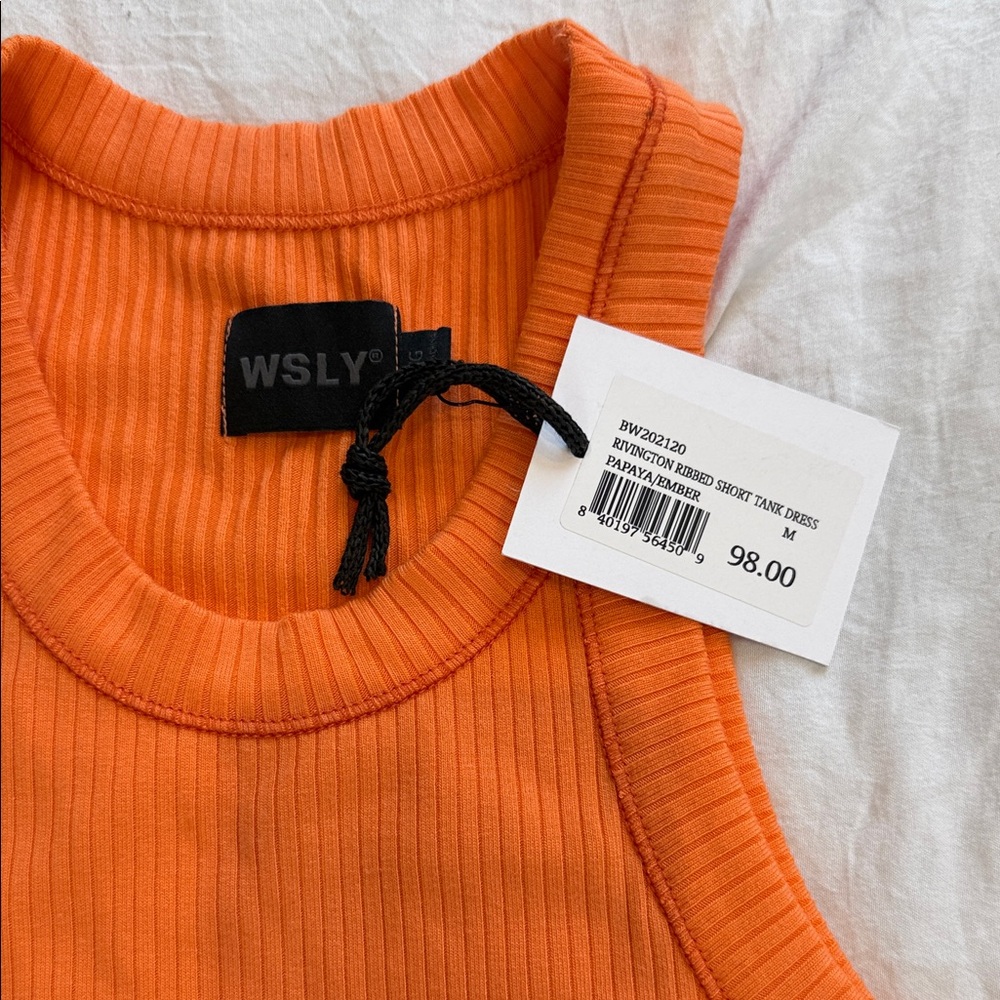 Bandier Rivington Racer Ribbed Orange Dress - Picture 5 of 7